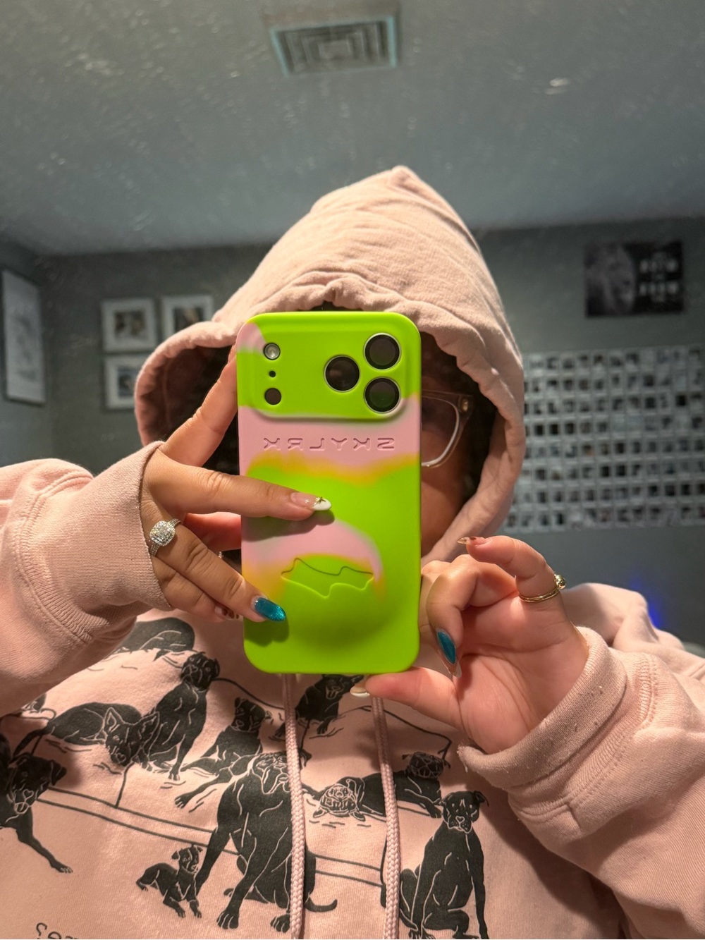 Soft Silicone Pink & Green Phone Case - Picture 2 of 2